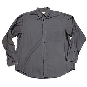 Gold Label Roundtree Yorke Non Iron Black Houndstooth Dress Shirt Men's Large